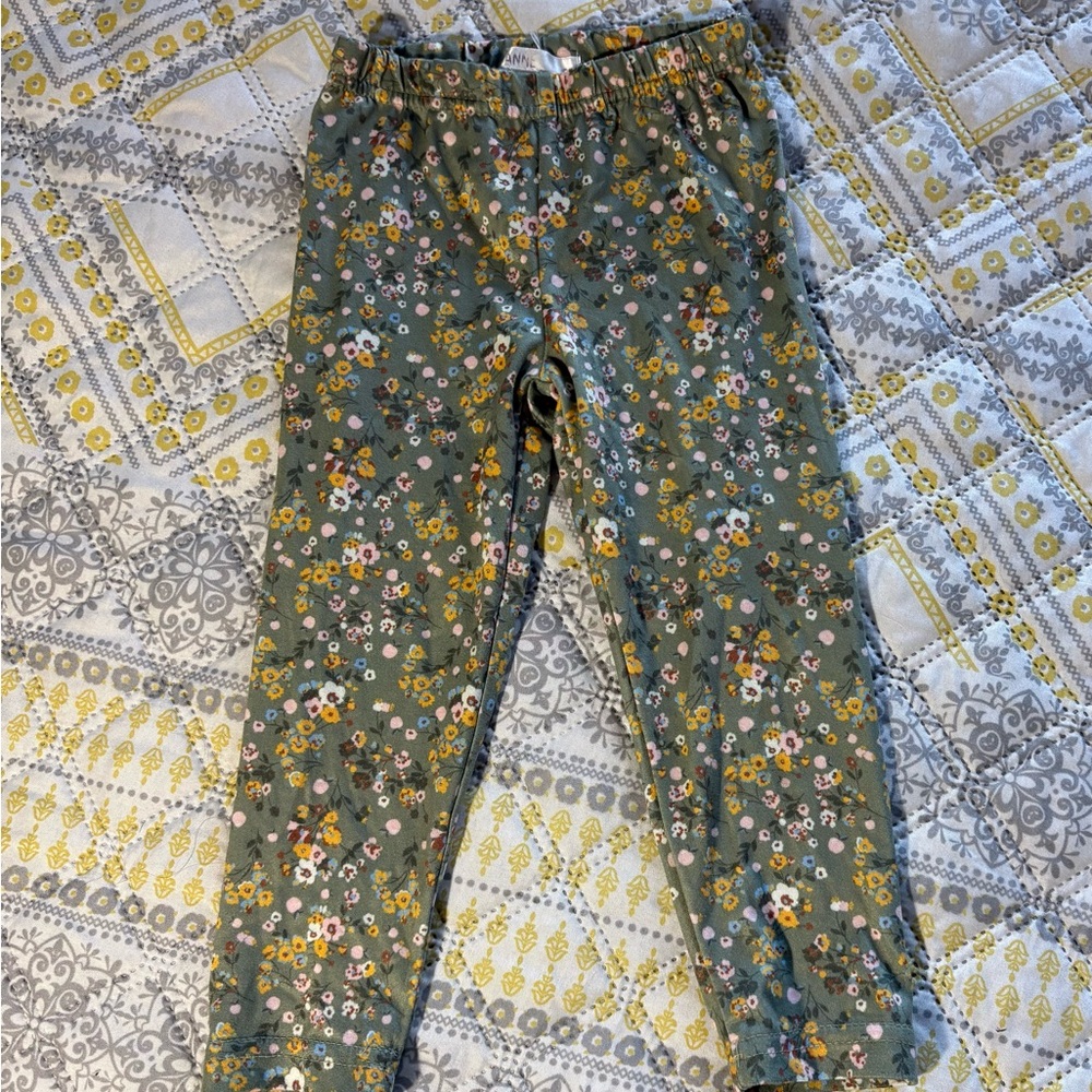 Floral Kids Leggings - Green